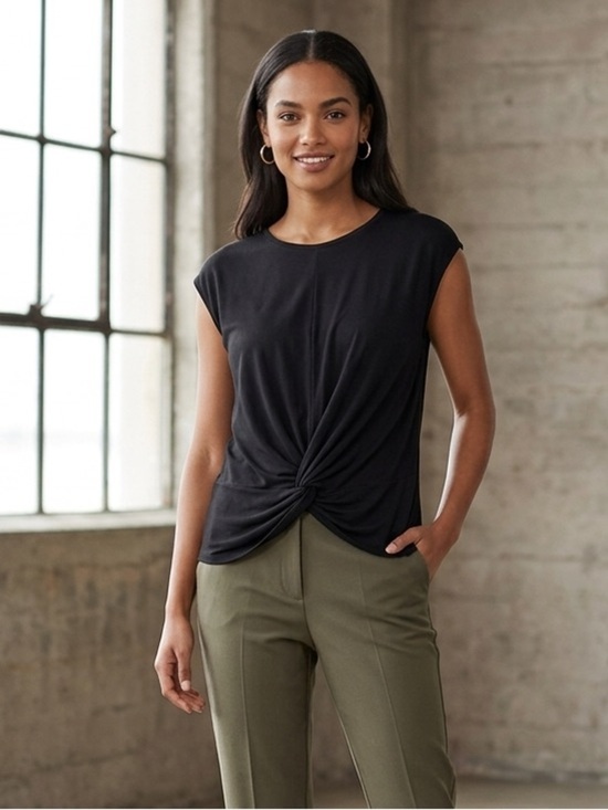 Sunday in Brooklyn Tops - Sunday In Brooklyn Short Sleeve Faux Knot Wrap Front Loose Fit Blouse Size Small